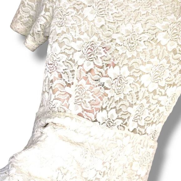 Pins & Needles Womens Dress Sz Medium Off White Stretchy Lace VNeck Formal - Picture 9 of 15
